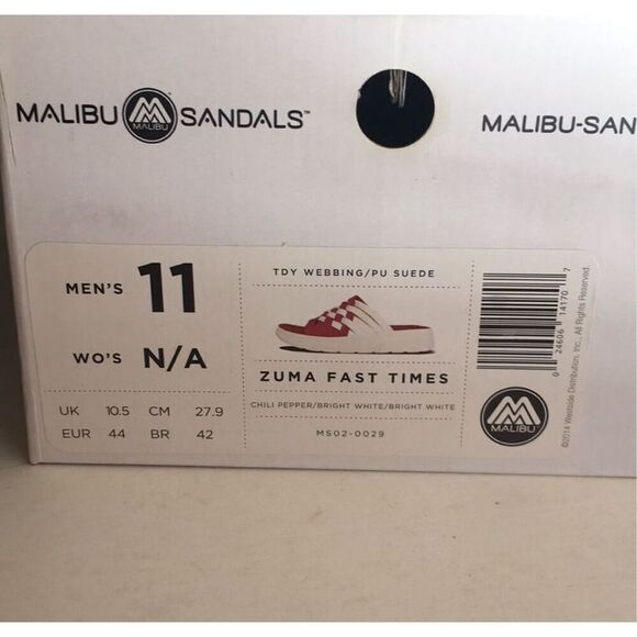 Malibu red/white Zuma Fast Times Sandals Size 11 - Picture 11 of 13